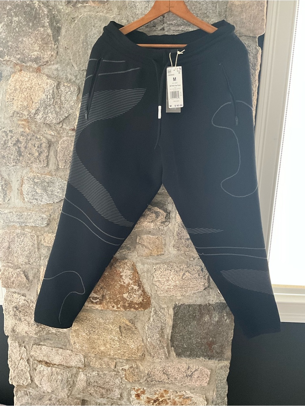 adidas Black Men's Joggers with Subtle Gray Wave Detail